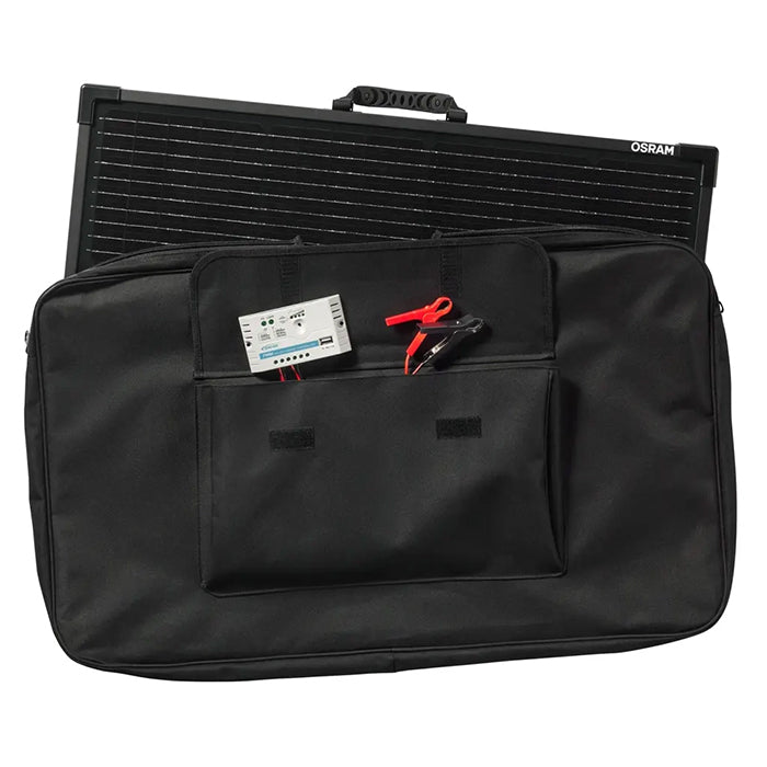 12V 100W foldbart solpanel med 12V/10A regulator og USB - Osram