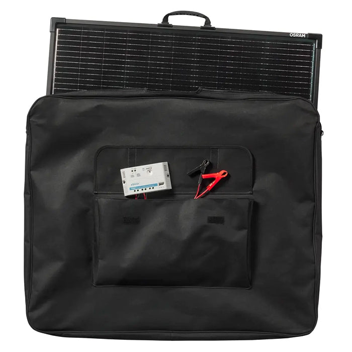 200W foldbart solpanel 12V med 12V/10A regulator og USB - Osram