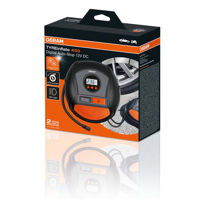 Mini dækkompressor 12V med digitalt display - Osram