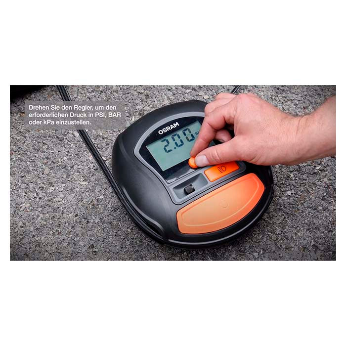 Mini dækkompressor 12V med digitalt display - Osram