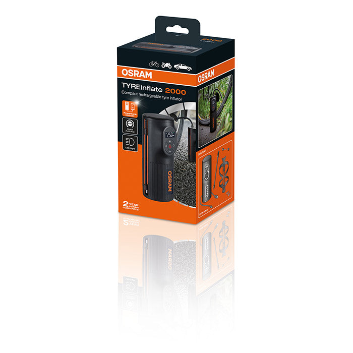 Mini-kompressor 8,3 bar genopladelig med display & powerbank - Osram