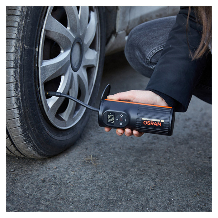 Mini-kompressor 8,3 bar genopladelig med display & powerbank - Osram