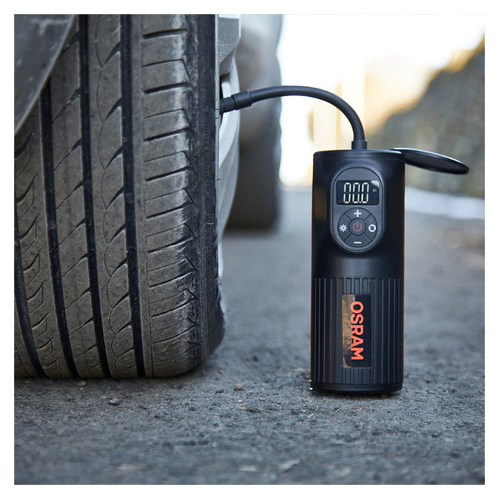 Mini-kompressor 8,3 bar genopladelig med display & powerbank - Osram