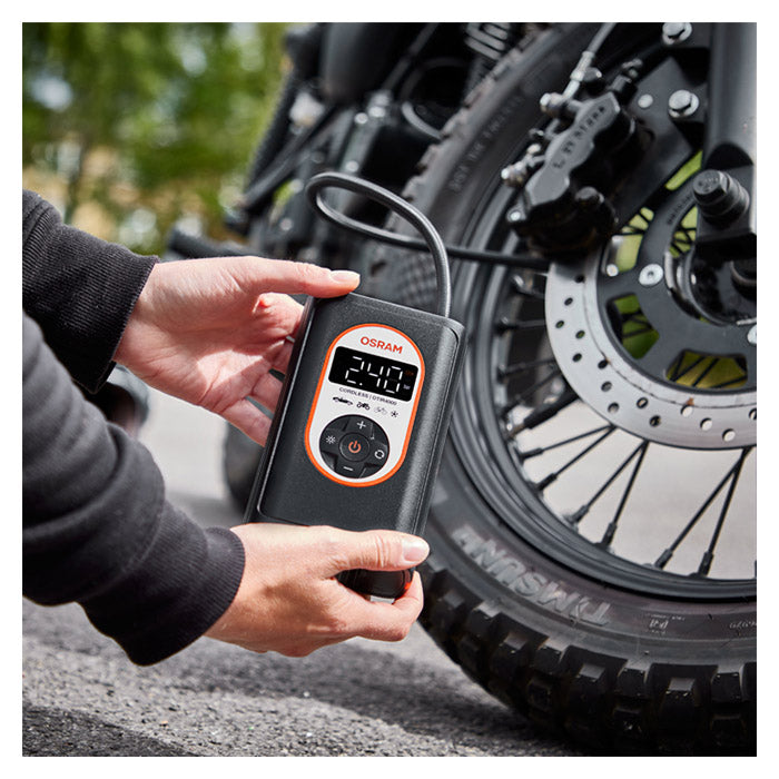 Mini-kompressor dækpumpe 8,3 bar, genopladelig, autostop - Osram