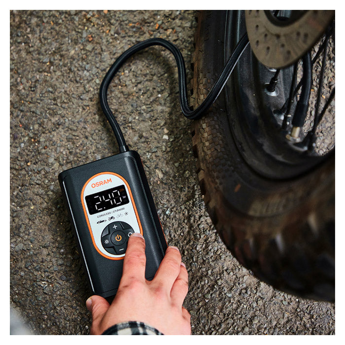 Mini-kompressor dækpumpe 8,3 bar, genopladelig, autostop - Osram