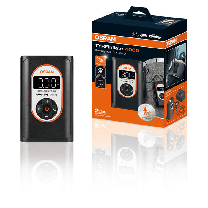 Mini-kompressor dækpumpe 8,3 bar, genopladelig, autostop - Osram