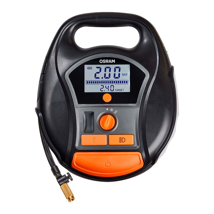 Dækkompressor genopladelig, autostop, digitalt display - Osram