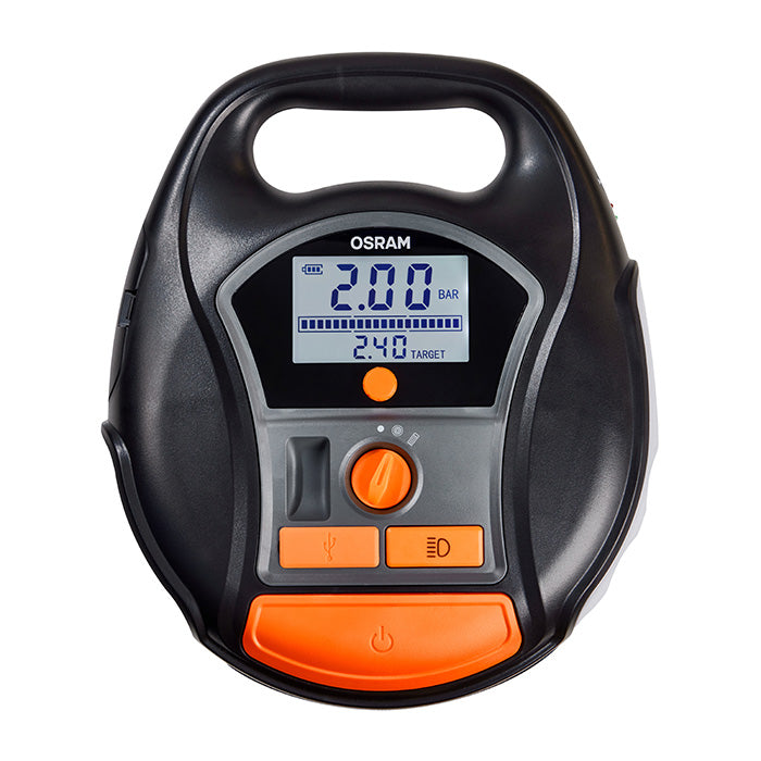 Dækkompressor genopladelig, autostop, digitalt display - Osram