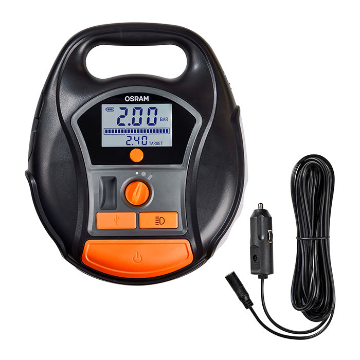 Dækkompressor genopladelig, autostop, digitalt display - Osram