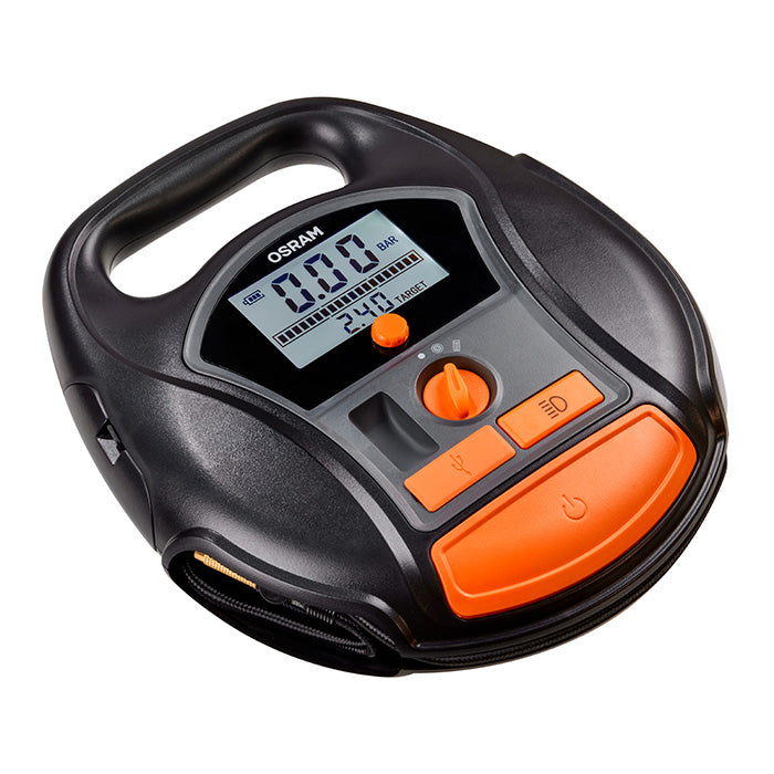 Dækkompressor genopladelig, autostop, digitalt display - Osram
