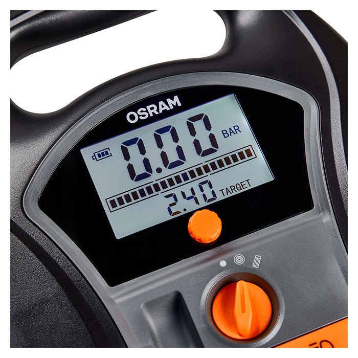 Dækkompressor genopladelig, autostop, digitalt display - Osram