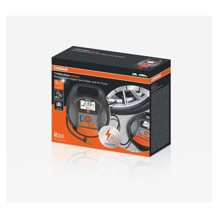 Dækkompressor genopladelig, autostop, digitalt display - Osram