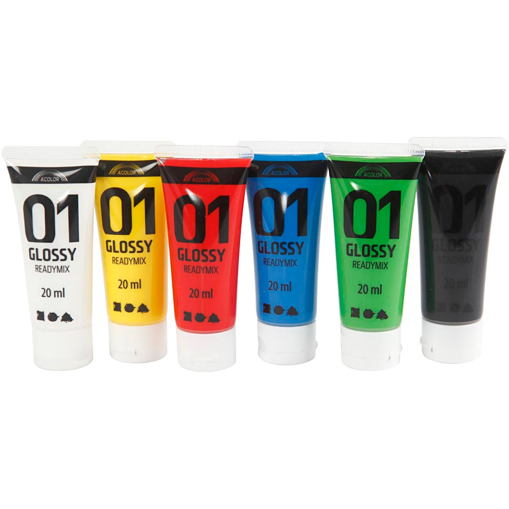 Akrylmaling Blank - 6 Standardfarver, 120 ml