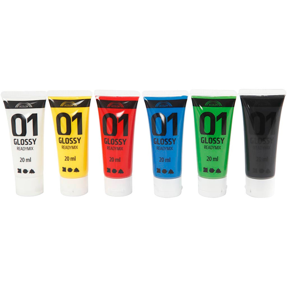 Akrylmaling Blank - 6 Standardfarver, 120 ml