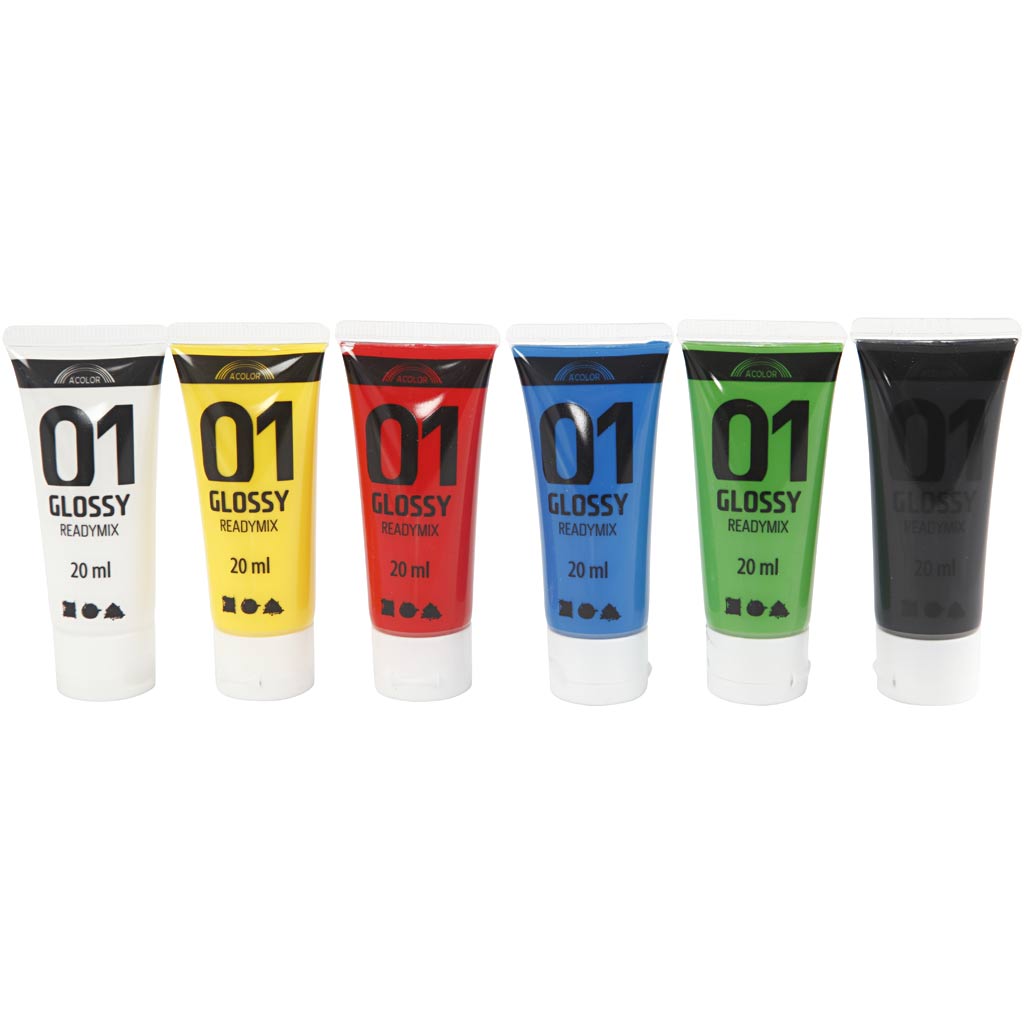 Akrylmaling Blank - 6 Standardfarver, 120 ml