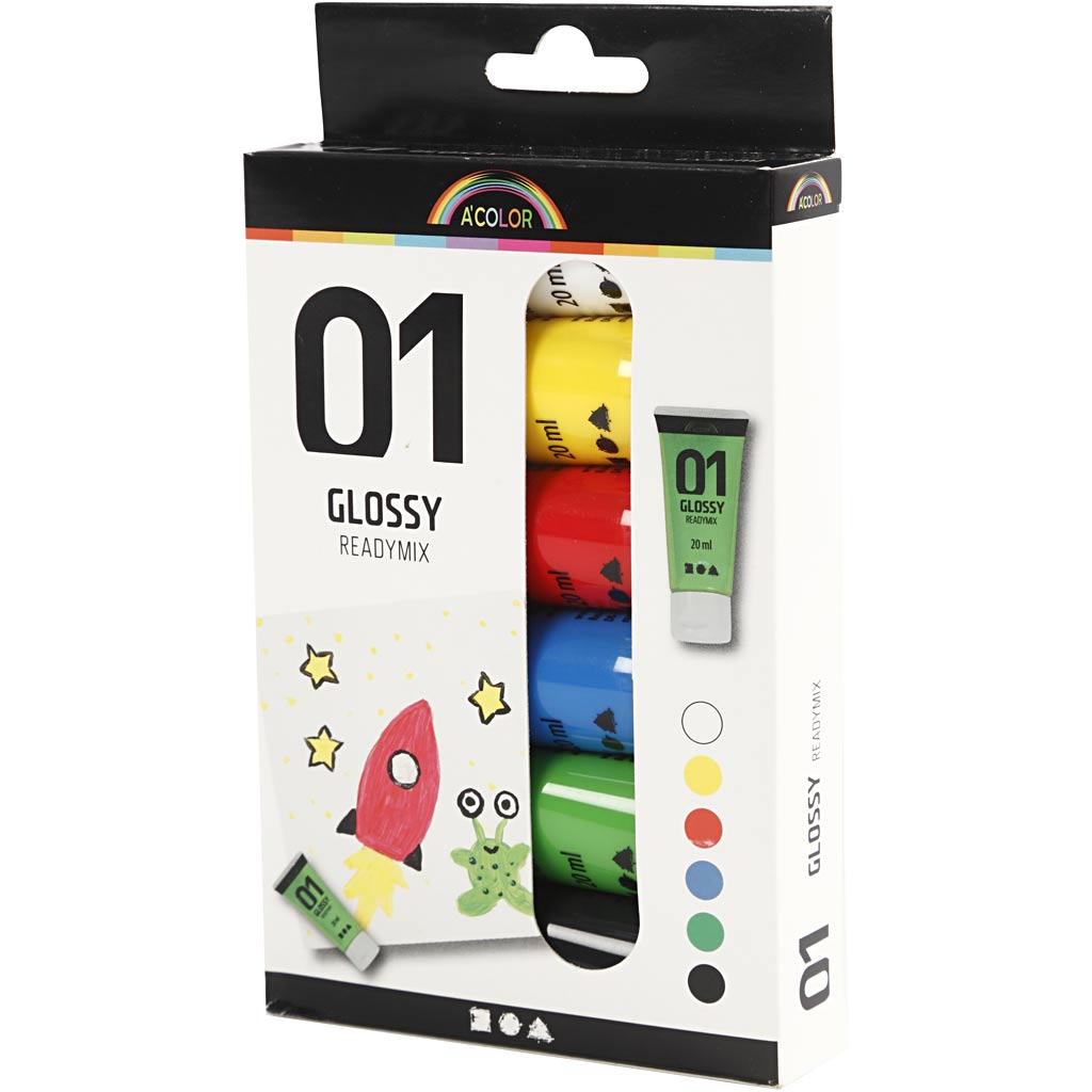 Akrylmaling Blank - 6 Standardfarver, 120 ml