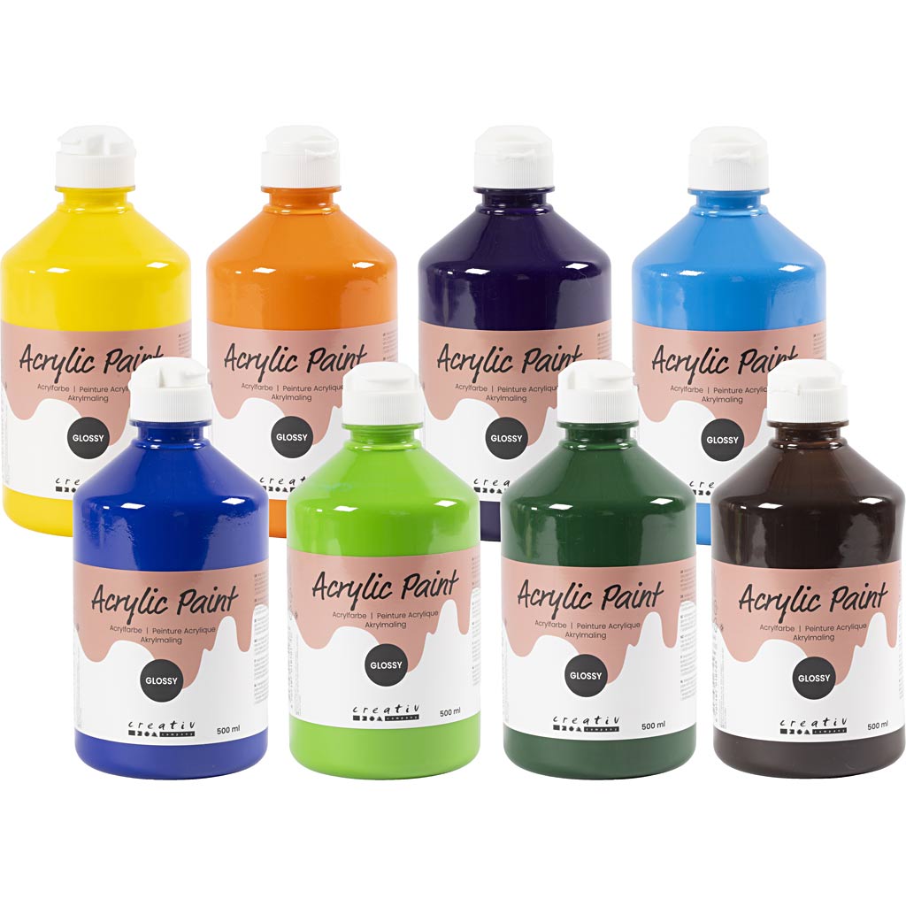 Akrylmaling Blank, 8x500 ml/ 1 pk.