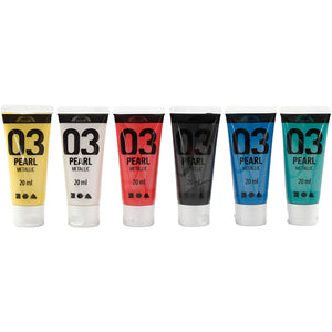Akrylmaling Metallic - 6 x 20 ml i standardfarver