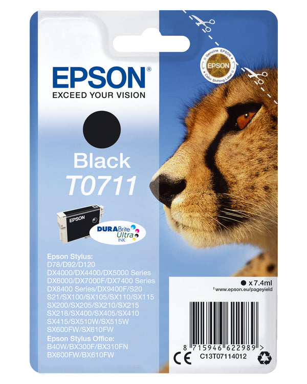 Epson T0711 Sort 245 sider Blæk C13T07114022