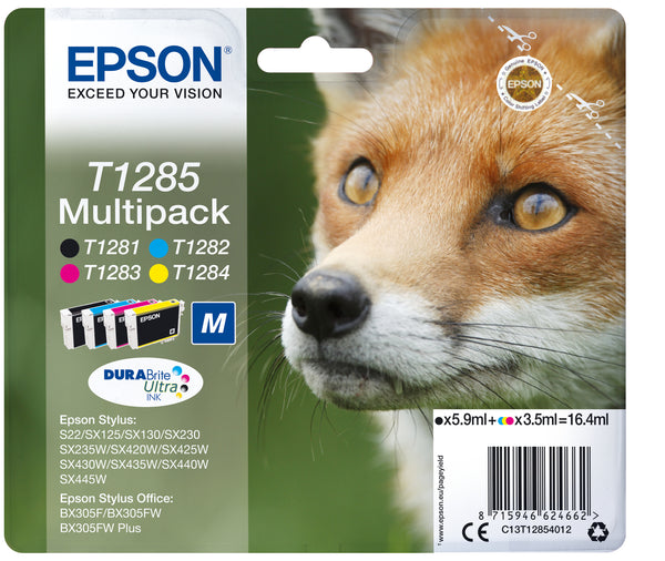 Epson T1285 Multipack Sort Gul Cyan Magenta Blæk C13T12854022