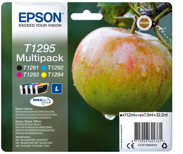 Epson T1295 Multipack Sort Gul Cyan Magenta Blæk C13T12954012