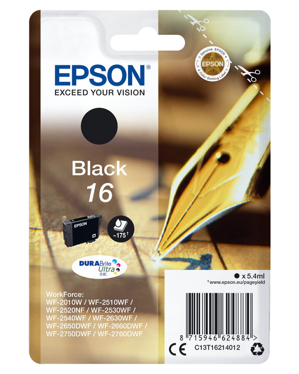 Epson 16 Sort 165 sider Blæk C13T16214012