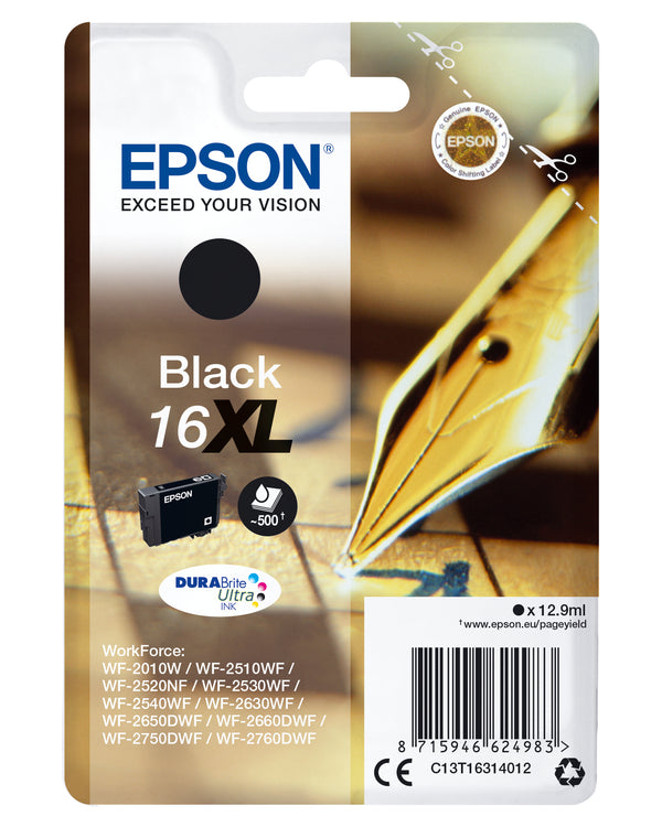 Epson 16XL Sort 500 sider Blæk C13T16314012