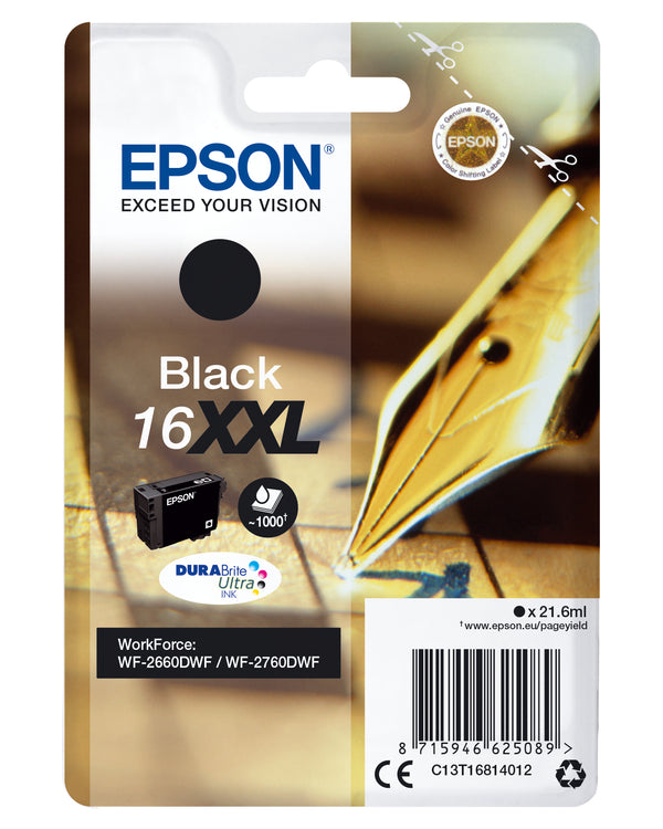 Epson 16XXL Sort 1000 sider Blæk C13T16814012