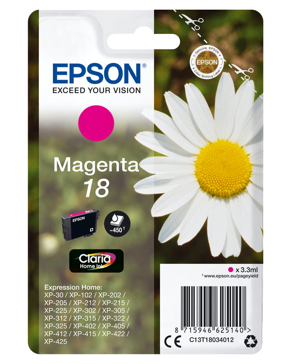 Epson 18 Magenta 180 sider Blæk C13T18034012