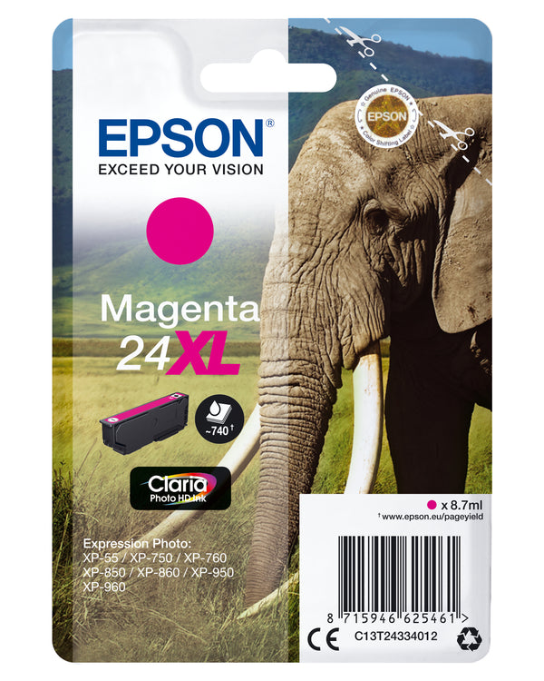 Epson 24XL Magenta 740 sider Blæk C13T24334012