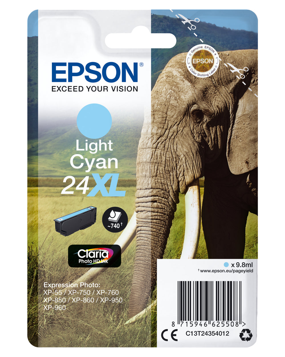 Epson 24XL Lys cyan Blæk C13T24354022