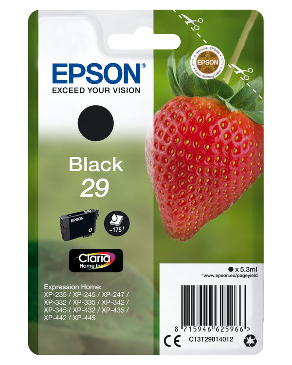 Epson 29 Sort 175 sider Blæk C13T29814012