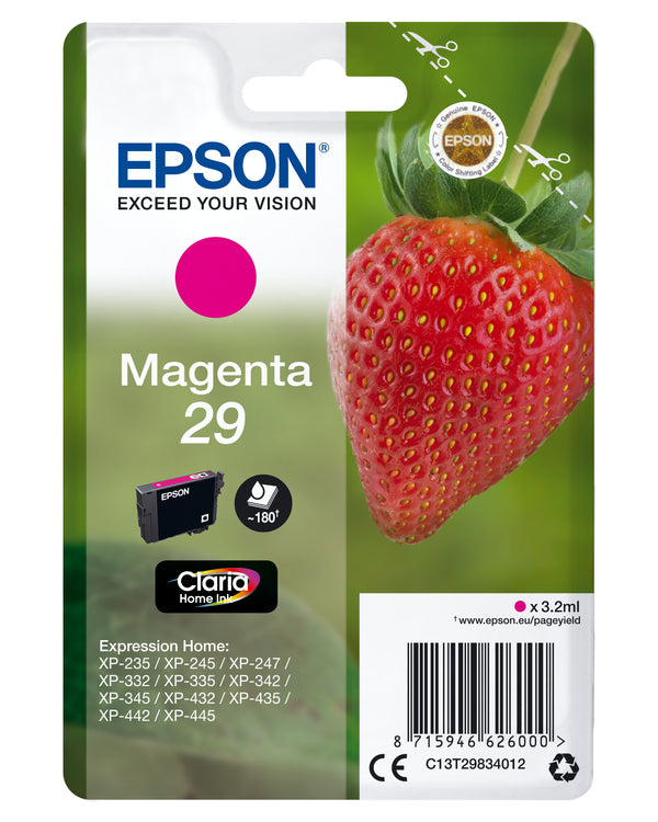 Epson 29 Magenta 180 sider Blæk C13T29834012