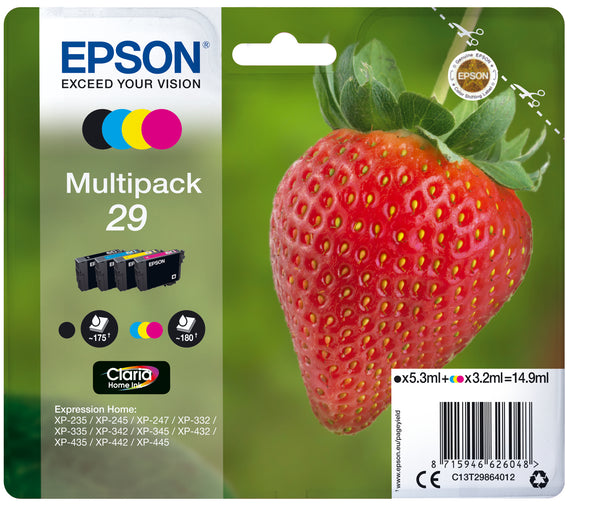 Epson 29 Multipack Sort Gul Cyan Magenta Blæk C13T29864012
