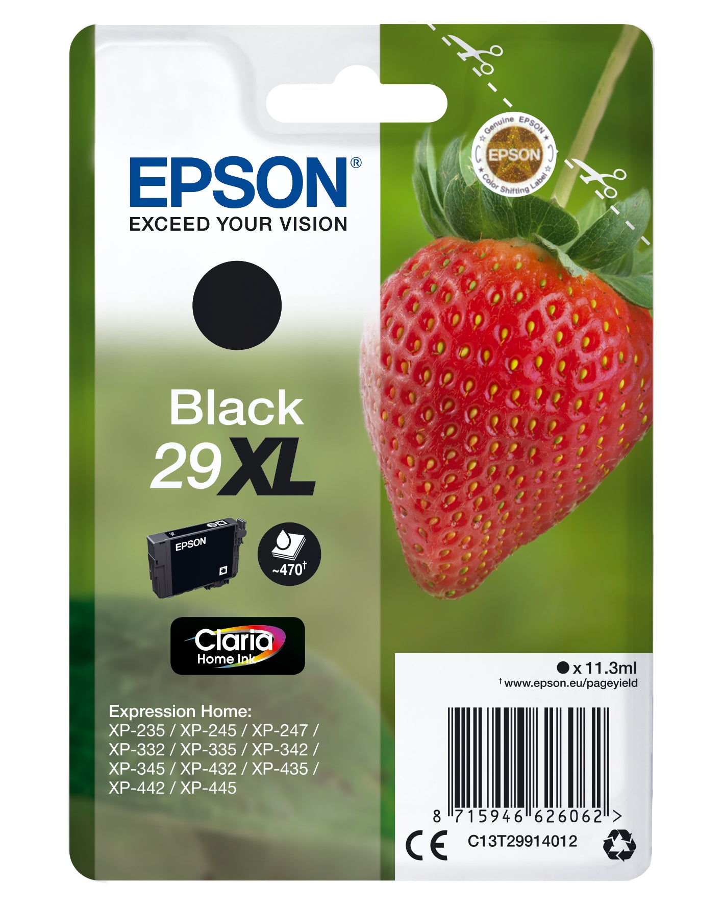 Epson 29XL Sort 470 sider Blæk C13T29914012