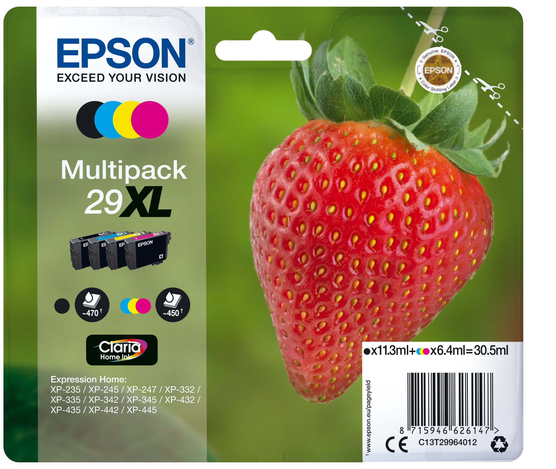 Epson 29XL Multipack Sort Gul Cyan Magenta Blæk C13T29964012