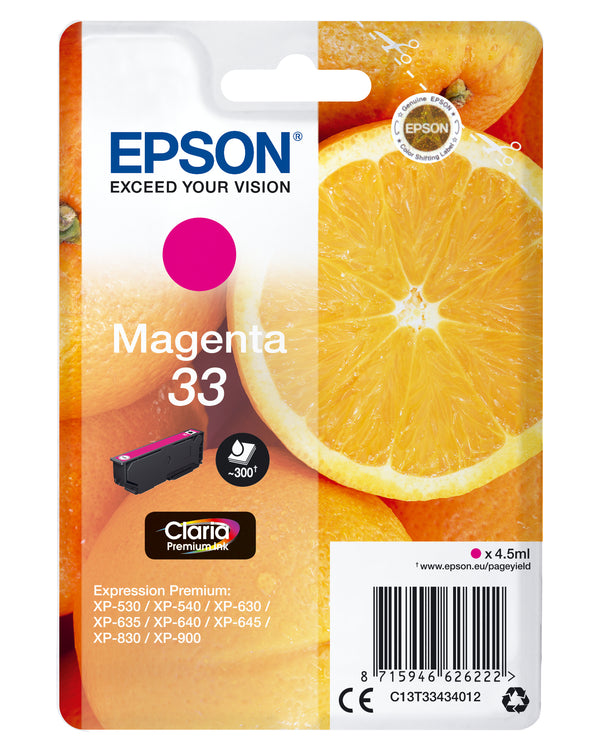 Epson 33 Magenta 300 sider Blæk C13T33434012