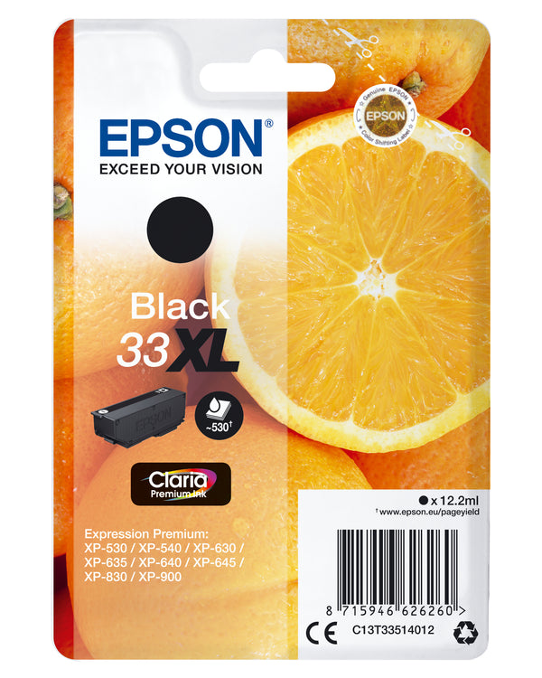 Epson 33XL Sort 530 sider Blæk C13T33514012