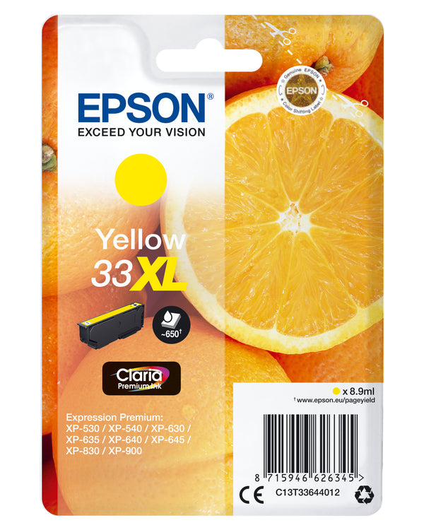 Epson 33XL Gul 650 sider Blæk C13T33644012