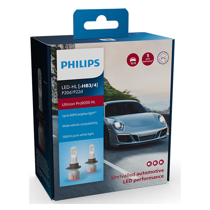 LED-forlygtepærer HB3/HB4 12/24V sæt - Ultinon Pro9200, Philips