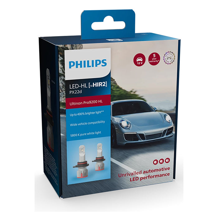 LED-forlygtepærer HIR2 12/24V - Ultinon Pro9200 sæt, Philips