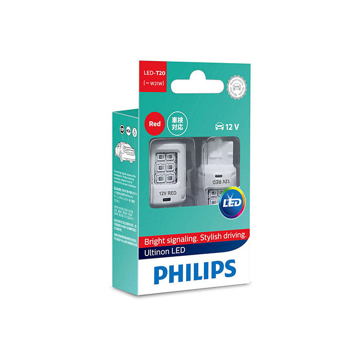 LED W21W (P21) 12V Rød signalpære, 80 lm - Philips