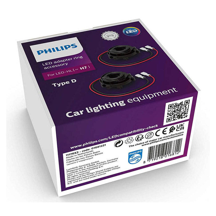 Adapterringe til LED-forlygter Type D, universal adapter til H7 - Philips