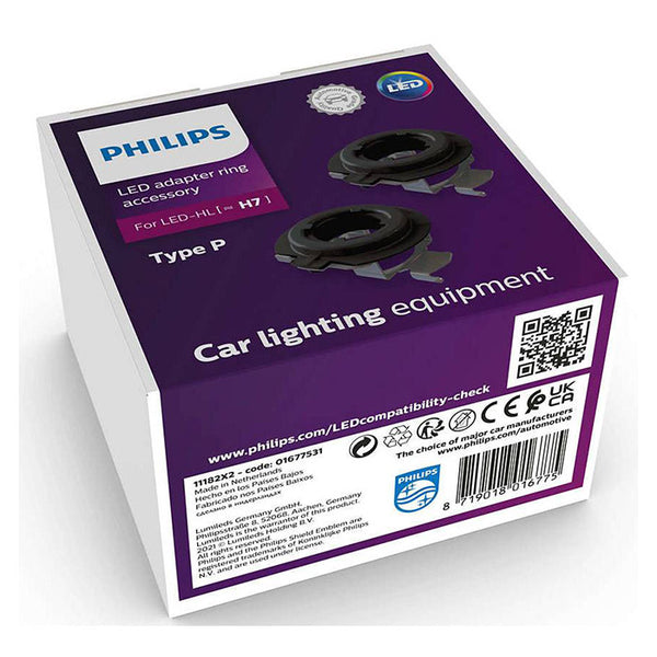 Adapterringe til LED H7 (Type P) - 2 stk, universal montering til forlygter, Philips