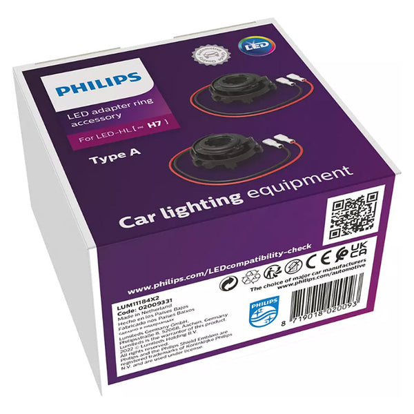 Adapterringe til H7 LED forlygter (TYPE A) - 2 stk. Philips