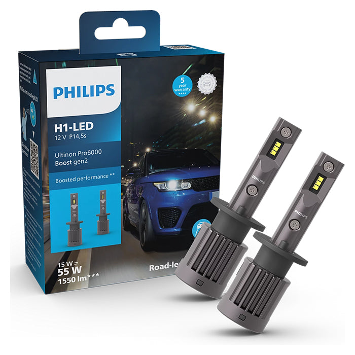 Philips Ultinon Pro6000 Boost LED H1 ECE +450% - Sæt
