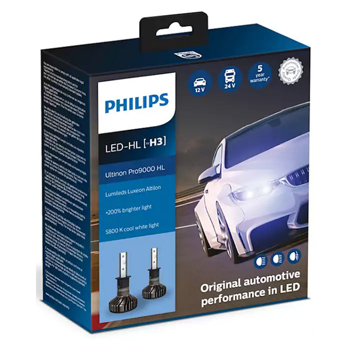 LED H3 pærer 12/24V kompakt 5800K høj ydelse - Philips