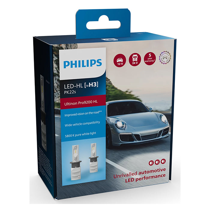 LED H3-forlygtepærer 12/24V Ultinon Pro9200 - Philips