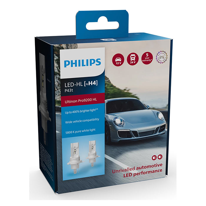 LED-forlygtepærer H4 12/24V - Ultinon Pro9200, sæt - Philips