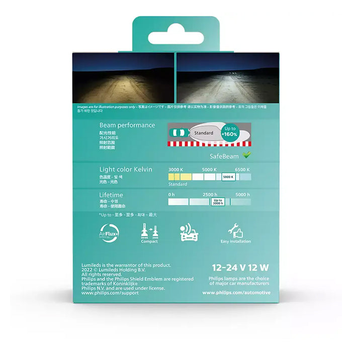 Forlygtepærer LED H11 12/24V - Ultinon Pro5100, Philips